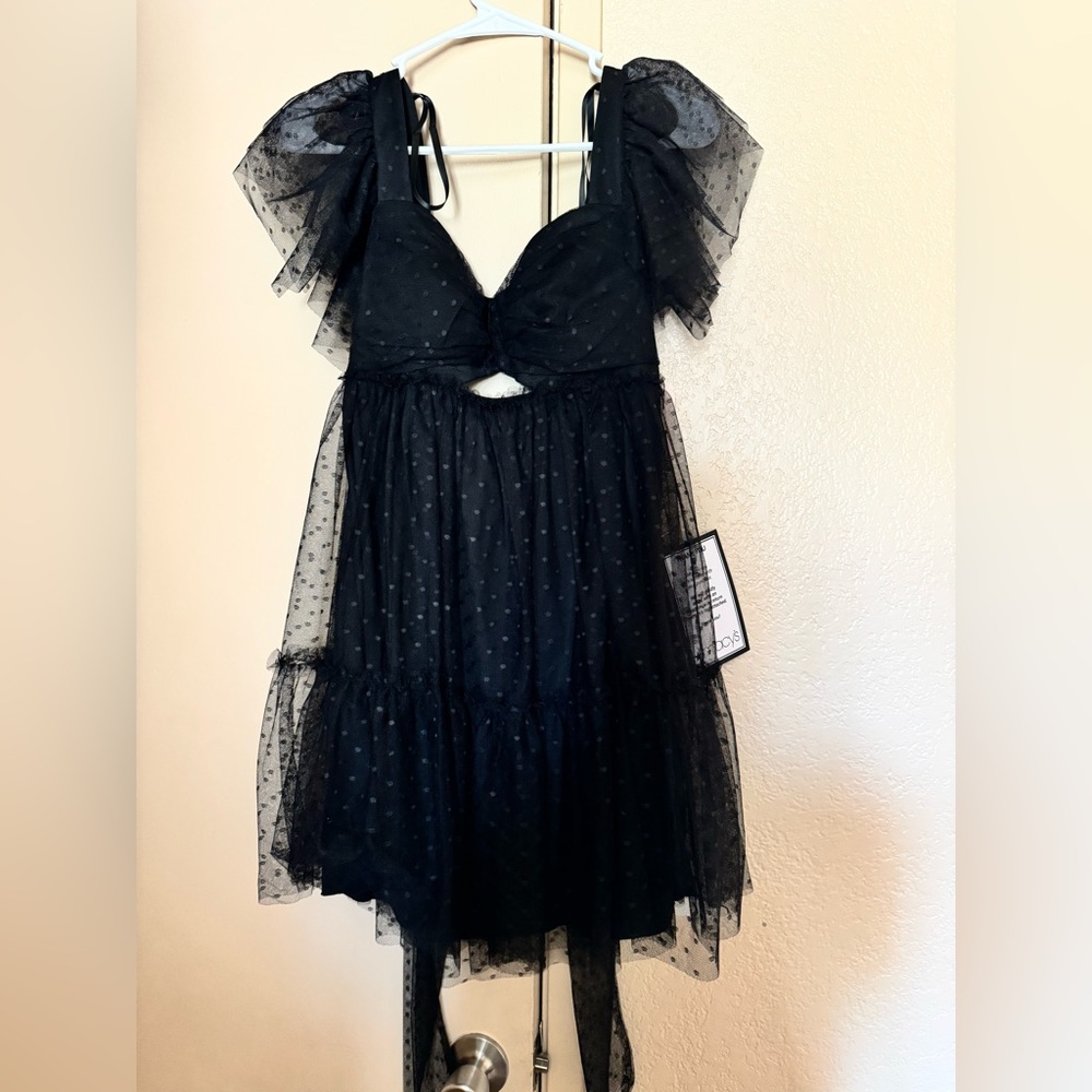 Macy's Black Women’s Formal Dress with Sheer Overlay